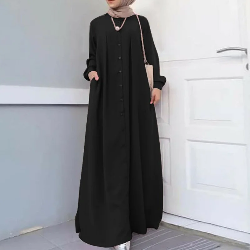 Muslim long dress plus size women's summer and autumn loose temperament commuter long robe dress