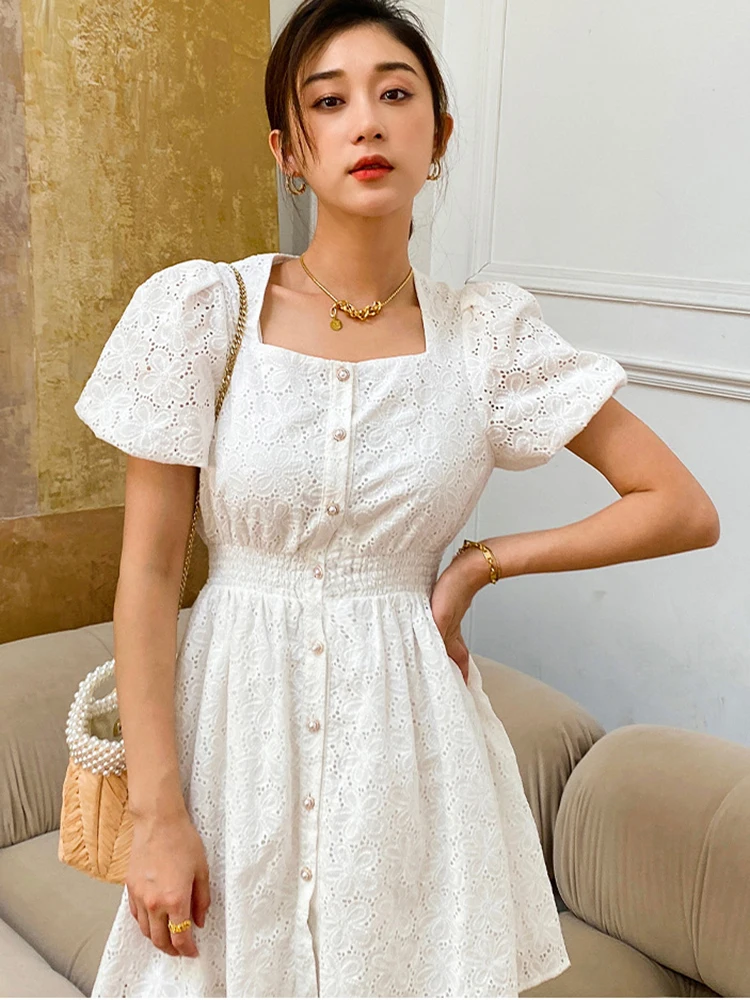 

Женское платье-мини с цветочной вышивкой, 100% хлопок