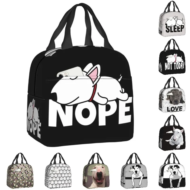 

Сумка для ланча Nope Bull Terrier Женская/Детская, переносной термо Ланч-бокс для пикника/питомца, с изоляцией, для ленивых собак