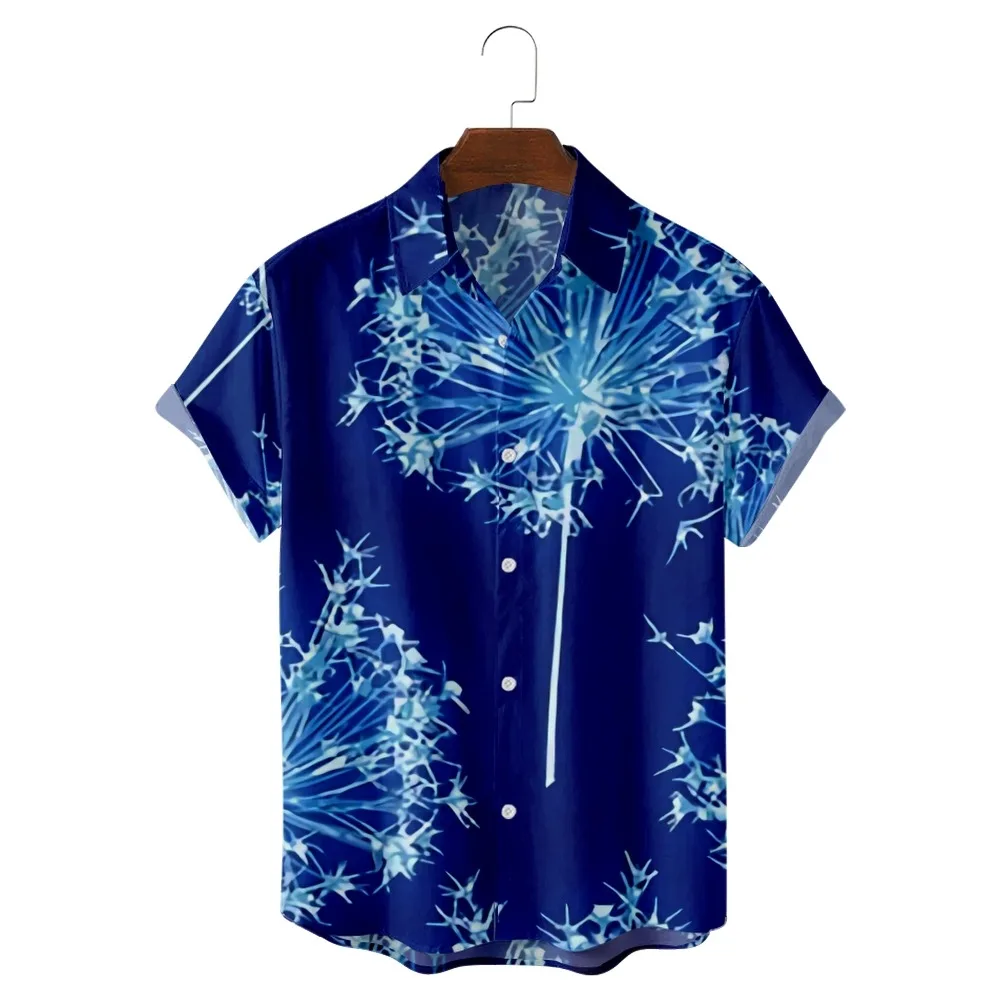 

fireworks print 3D Digital Printing Trend Loose Short-sleeved Shirt Men's Top