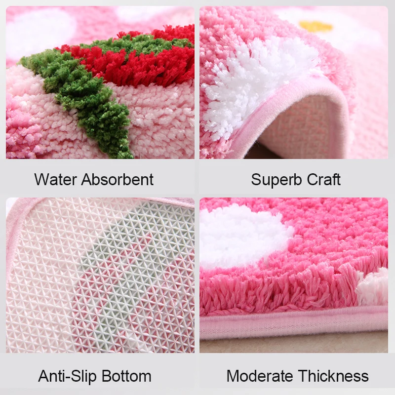 cute strawberry floor mat non slip bath mat bedroom hallway entrance door mat toilet absorbent rug mats flower foot mat carpet free global shipping
