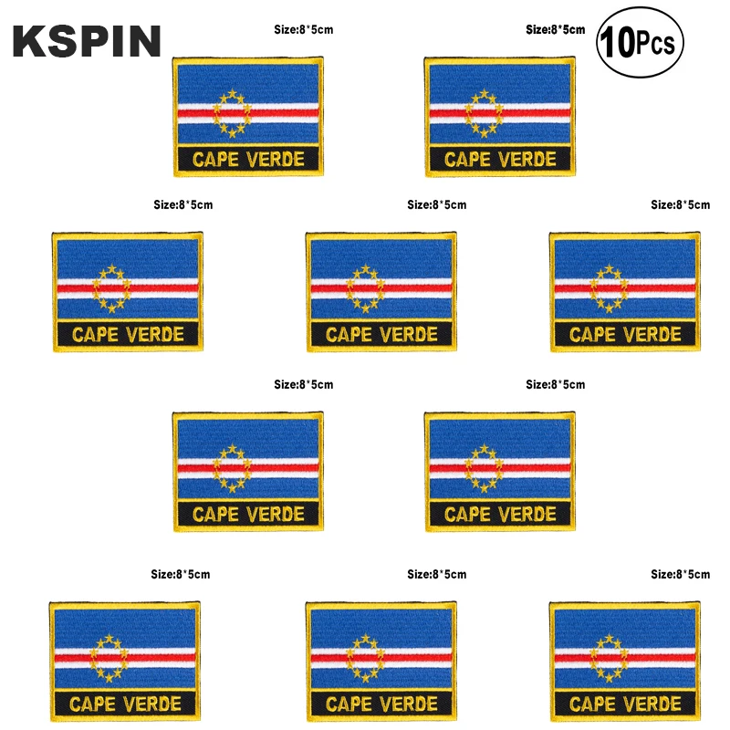 

Cape Verde Flag Embroidery Patches Iron on Saw on Transfer patches Sewing Applications for Clothes in Home&Garden