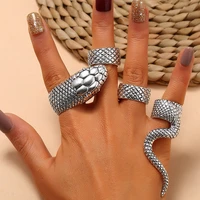 4pcs gothic street hip hop horror snake ring set for women punk retro midi finger rings men fashion bijoux accessories girl gift