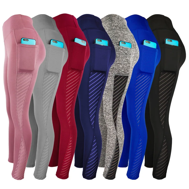 

Mesh Panel Four-sided Elastic High Waist And Hip Lifting Pants Running Ball Sports Fitness Shaping Women's Casual Yoga Leggings