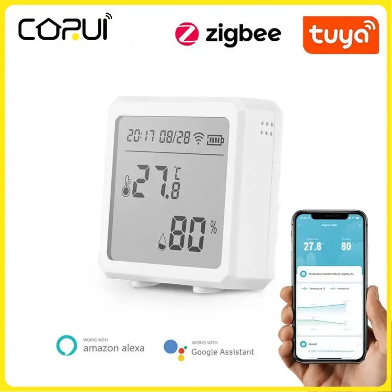 

Датчик температуры и влажности Tuya Zigbee, умный беспроводной термометр с ЖК-экраном, работает с Alexa Google