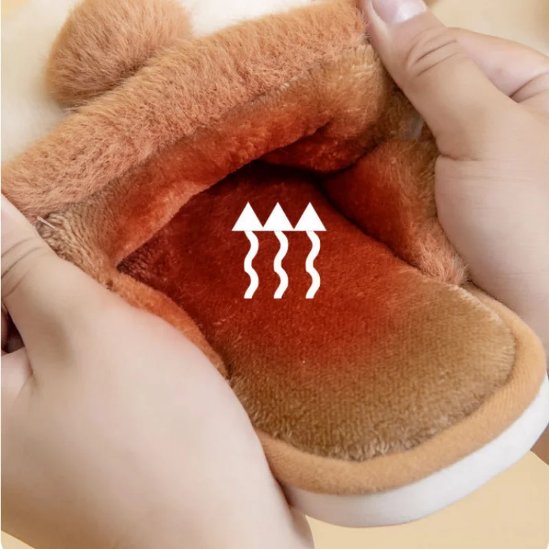 Winter Fashion Cute Dog Plush Women's Animal Slippers Kava Plush Thermal Slippers Couple Shoes Indoor Non slip Shoes