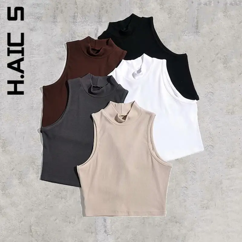 

H.Aic S Sexy Crop Top Women Aesthetic Cute Tank Tops Bodycon Slim Y2k Cami O Neck Club Female Camisole Ladies Clothes