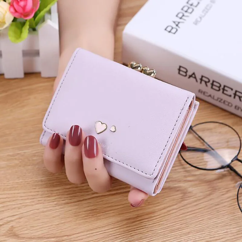 

Multi-function Women's Mini Wallet Candy Color Heart-shaped Embroidery Women Short Wallet Cute Coin Purse Card Package