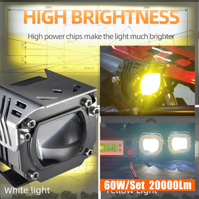 LX2 мотоциклетный противотуманный светильник для вождения вспомогательная
