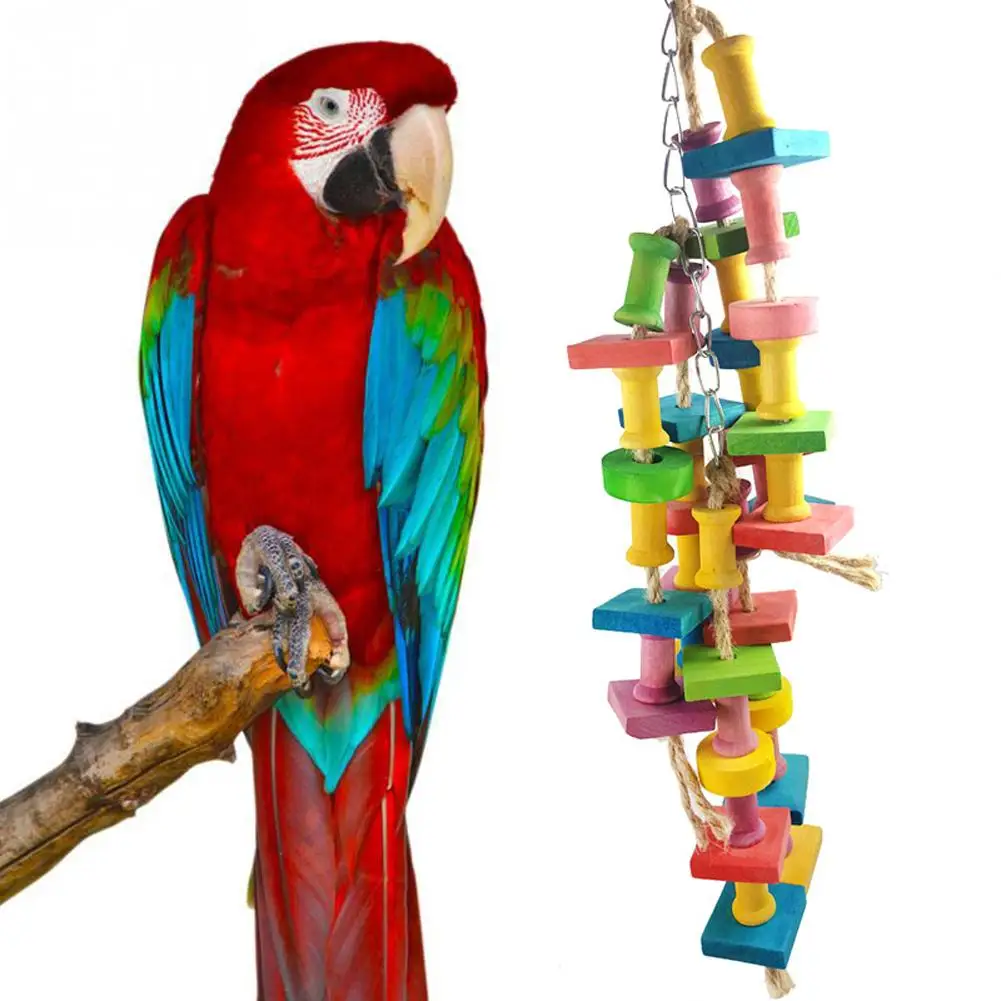 

Деревянные игрушки для жевания в виде попугаев, натуральные разрывные игрушки, клетка для птиц, аксессуары для больших, средних и маленьких ...
