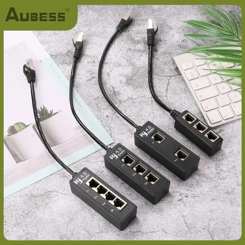 

4 In 1 Network Adapter High Quality Socket Connector Portable Signal Transmission Ethernet Cable Splitter Computer Cables Rj45