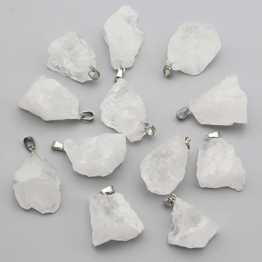 

Natural Irregular Simplicitys Raw Ore White Crystal Pendant Dangle Charms Fashion DIY Craft Ornament Accessories Wholesale 10PCS