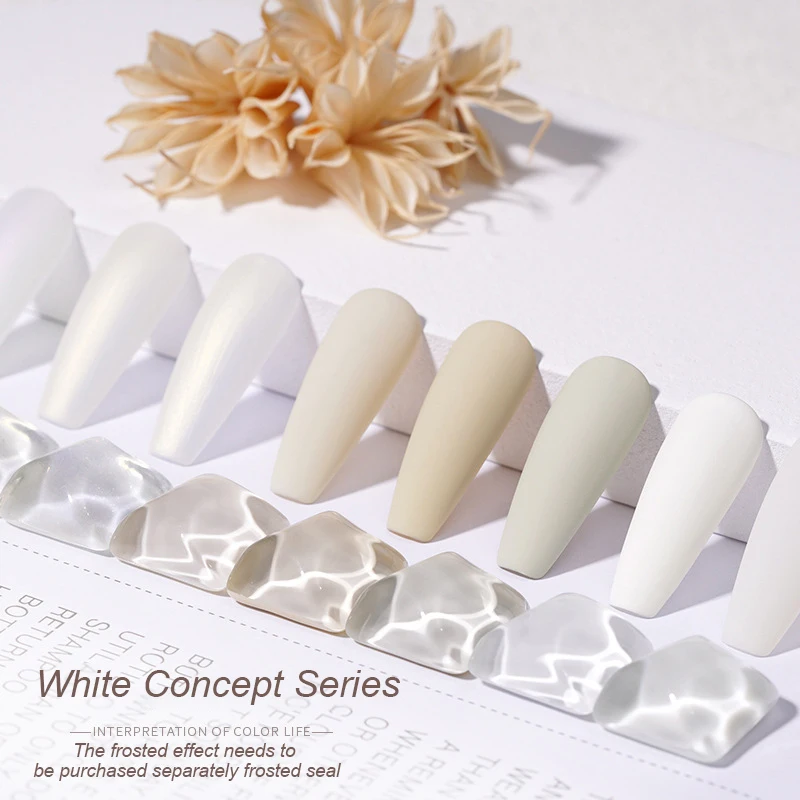 

8Colors Nail Art Polish Glue Milk White Beige Mermaid Shiny Glue Solid Color Phototherapy Glue Soak Off UV Varnish DIY Manicure