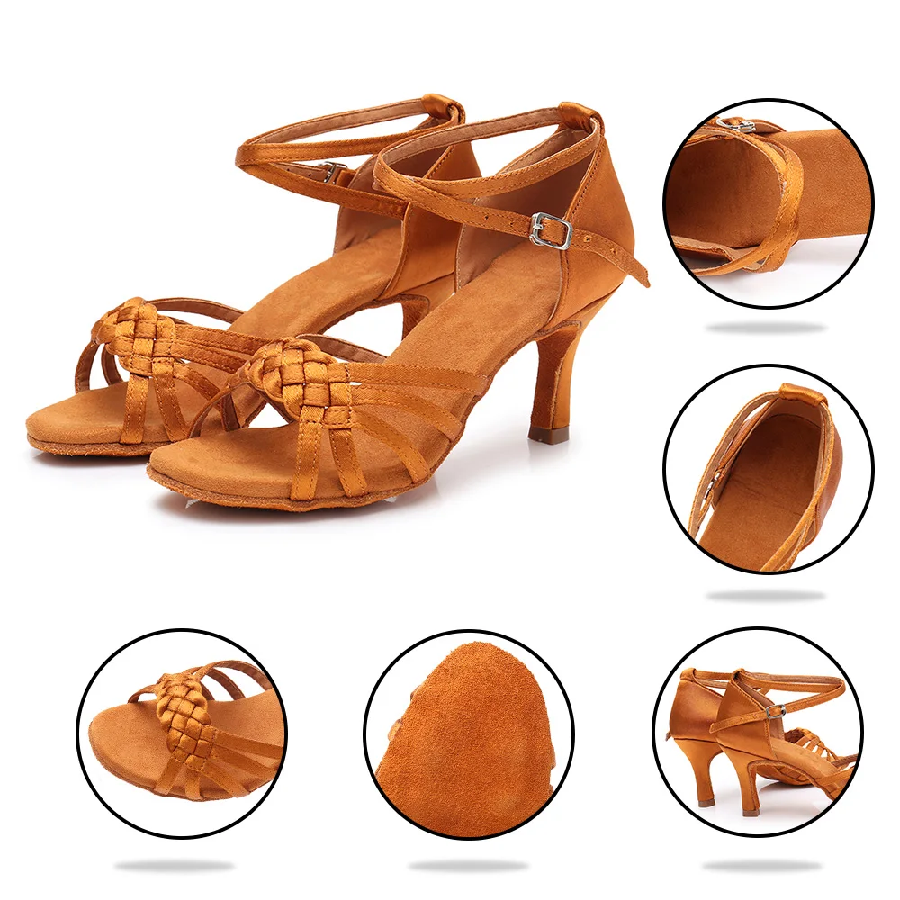 Hot Selling Women's Tango/Ballroom/Latin Dance Dancing Shoes Heeled Salsa Professional Dancing Shoes For  Girls Ladies 5cm/7cm