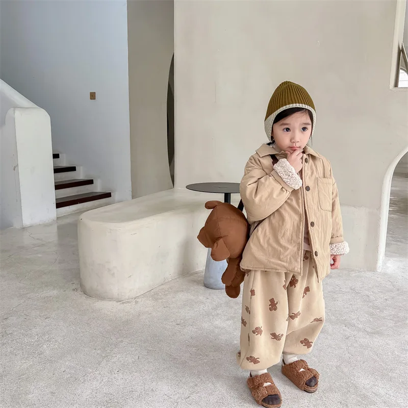 2024 осенне-зимняя детская зимняя корейская бархатная утепленная одежда с