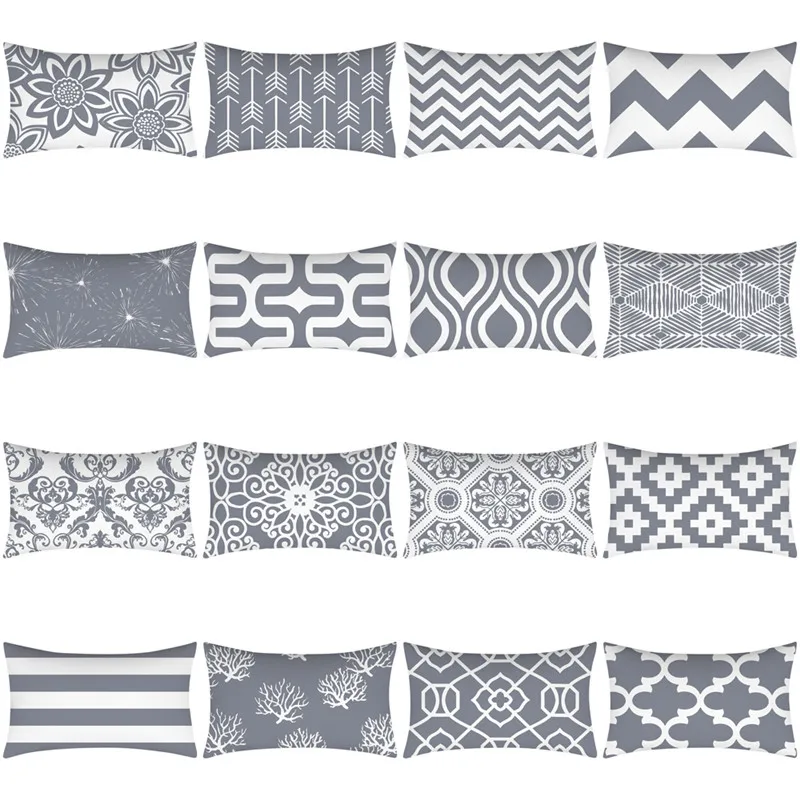 

Grey Geometry Cushion Cover 30X50 Mandala Pillowcover Polyester Sofa Cushions Decorative Throw Pillows Home Decor Pillowcase