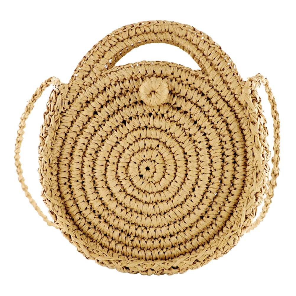 

Women Hand-Woven Bag Round Woven Top-Handle Bags Summer Fashion Casual Simple Elegant Holiday Handmade Lady Straw Bag