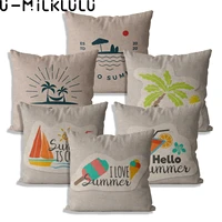 hello summer cartoon beach home decor cojines decorativos para sof%c3%a1 4545 40x40 farmhouse pillow cover linen cushion cover