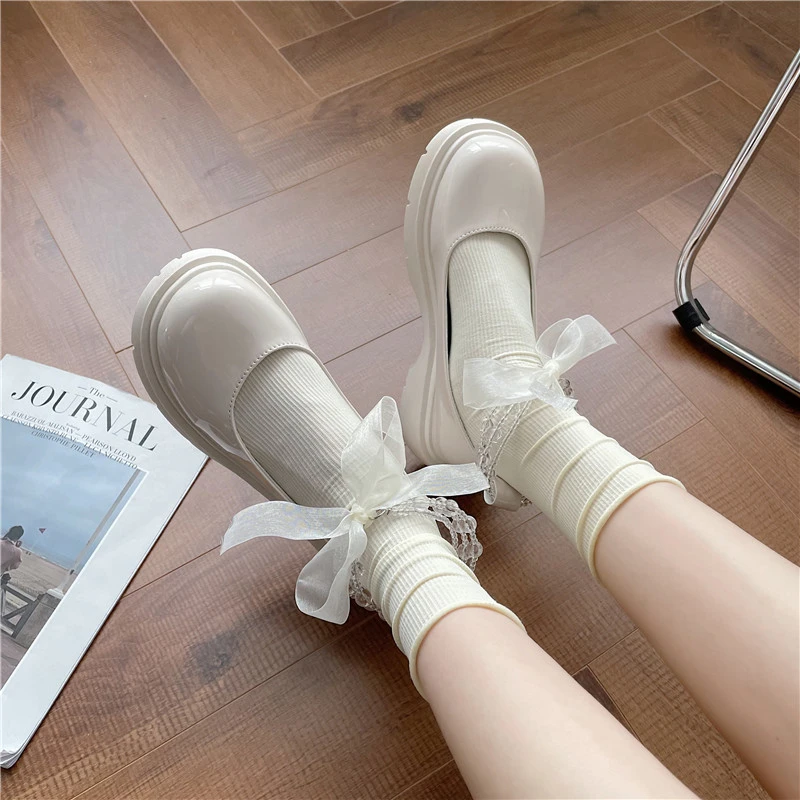 shoes on heels Lolita shoes women Japanese Uniforms Shoes Mary Jane platform Shoes Vintage Girls High Heel College Student boots