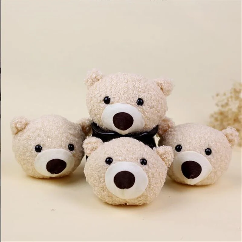 

4PCS/Lots Mini Plush Bear Head Toys Small Pendant Cute Bears Doll Soft Stuffed Toy For Kids Christmas Gifts Girls Gift 12CM