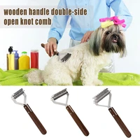 1pc pet groomer brush removers knot cutter feeding dog wooden handle comb hair grooming comb cat wooden handle toothbrush