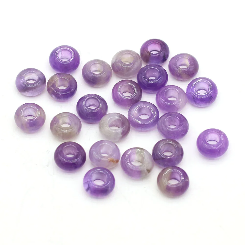 

10pcs/pack Natural Semi-precious Stone Abacus Shaped Large Hole Beads Amethysts Beads for Jewelry Making DIY Necklace Bracelet