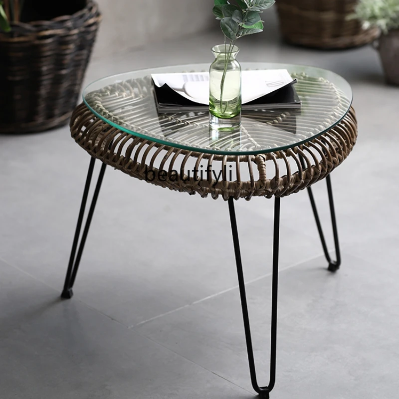 

yj Rattan Tea Table B & B Creative Side Table Modern Minimalist Silent Style Retro Tea Table