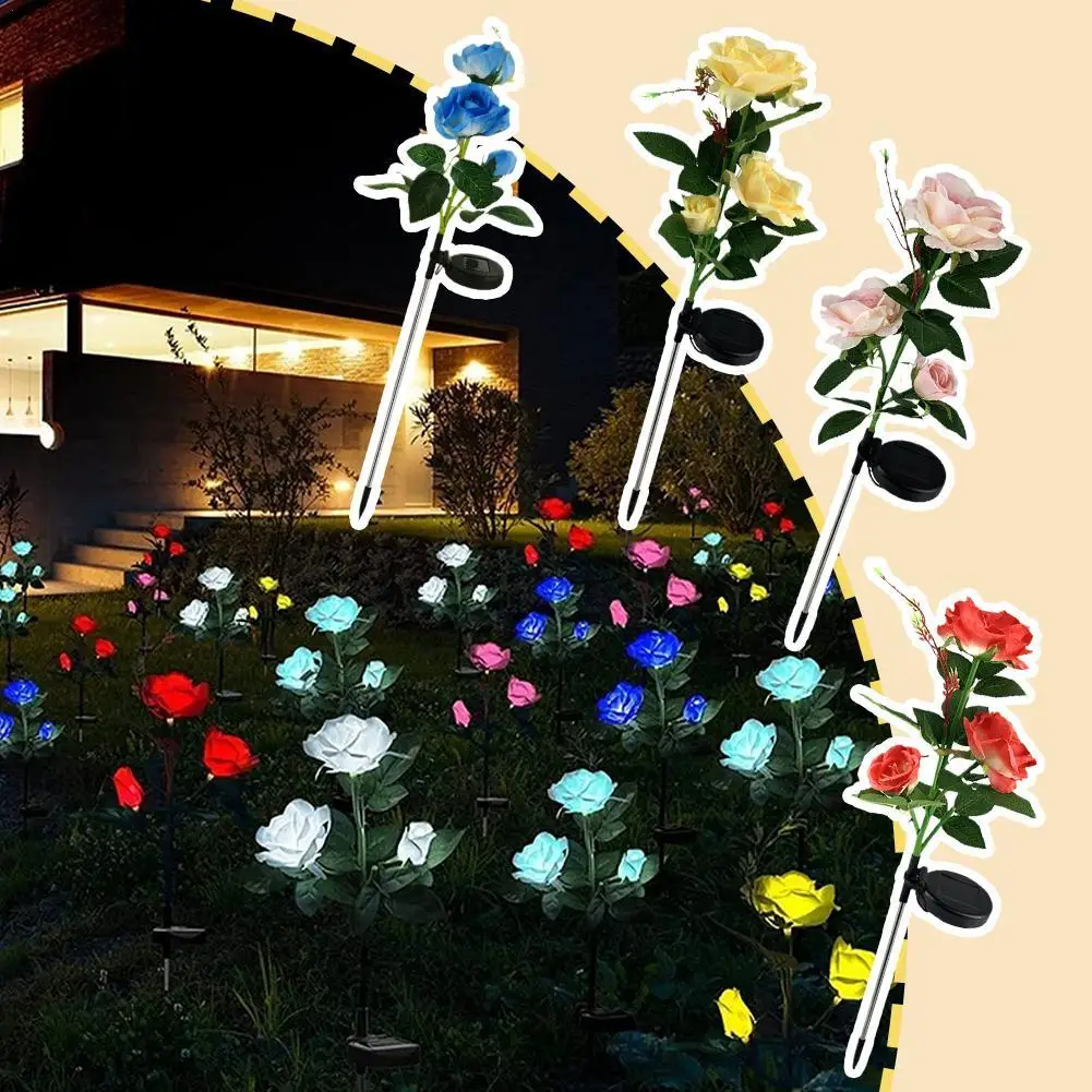 

Садовые светильники на солнечной батарее с 3 цветами, уличная Водонепроницаемая светодиодная лампа для газона, ландшафтное освещение для д...