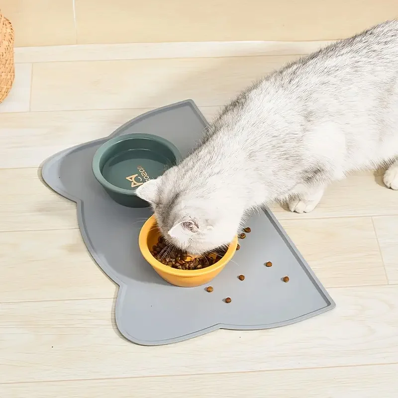 

Anti-slip Cat Shaped Pet Feed Mat, Waterproof Pet Feeder Mat for Cats & Dogs, Pet Supplies