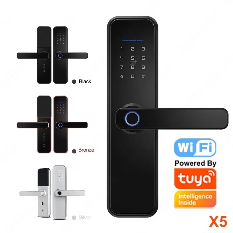 

WiFi Eletronic Lock for Tuya X5 Security Smart door Lock with Biometric Fingerprint&Smart Card&Password&Key&App