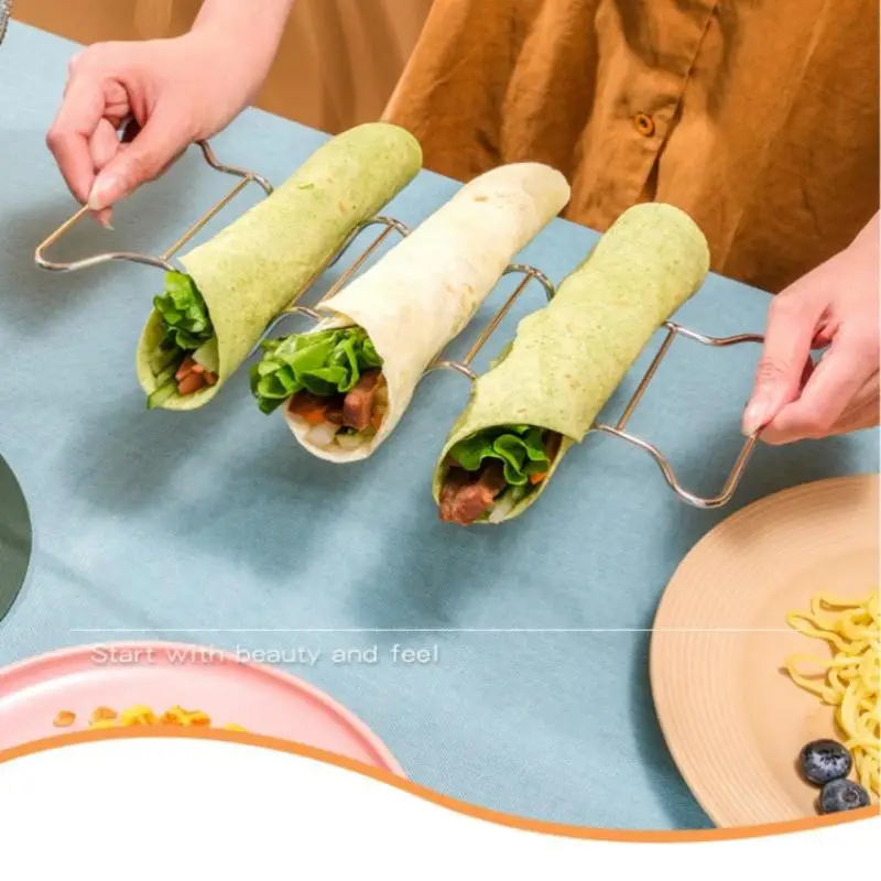 

Mosado Mexican Restaurant Stainless Steel Pancake Rack Taco Holder Spring Roll Food Rack Barbecue Tool Home Kitchen Tool