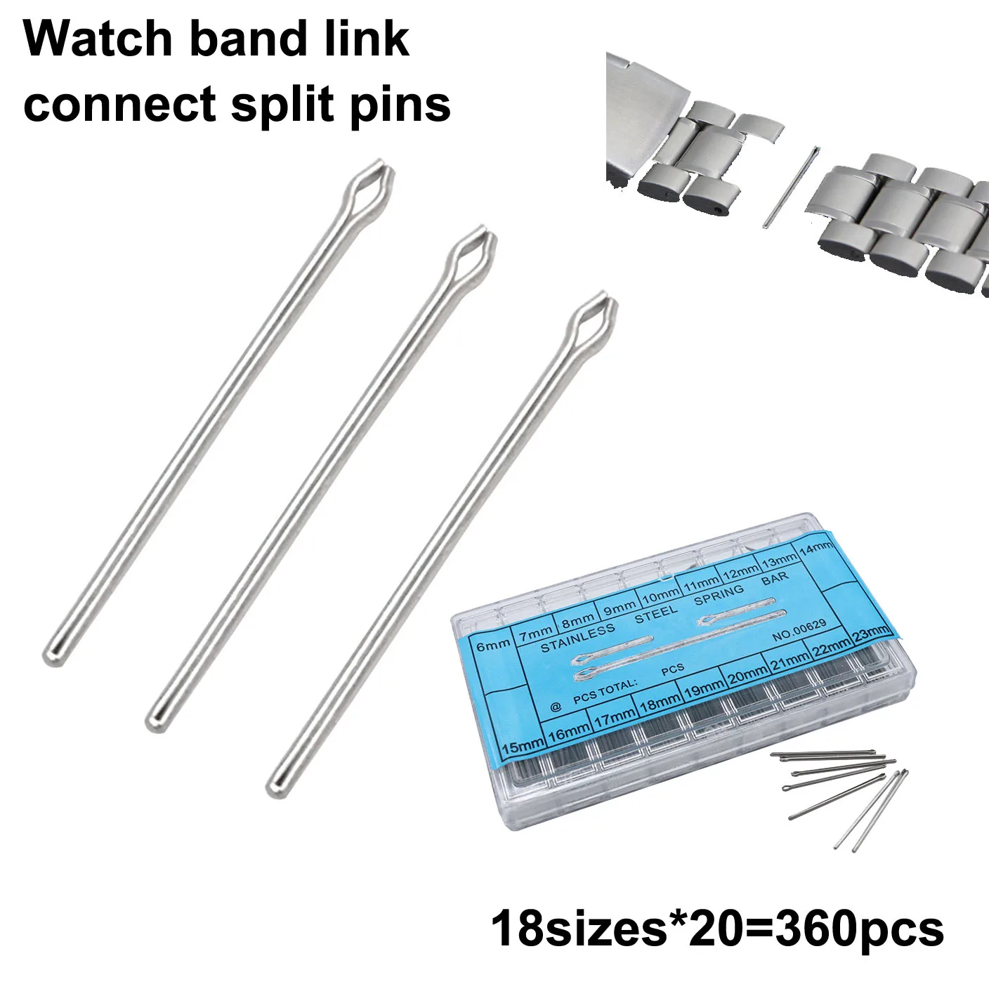 

360 Watch Band Link Pins Watch Strap Links Beads Split Pin Connect Bar Hairpin Pin 13- 19 20 21 22 23mmWatchmaker Repair Tool