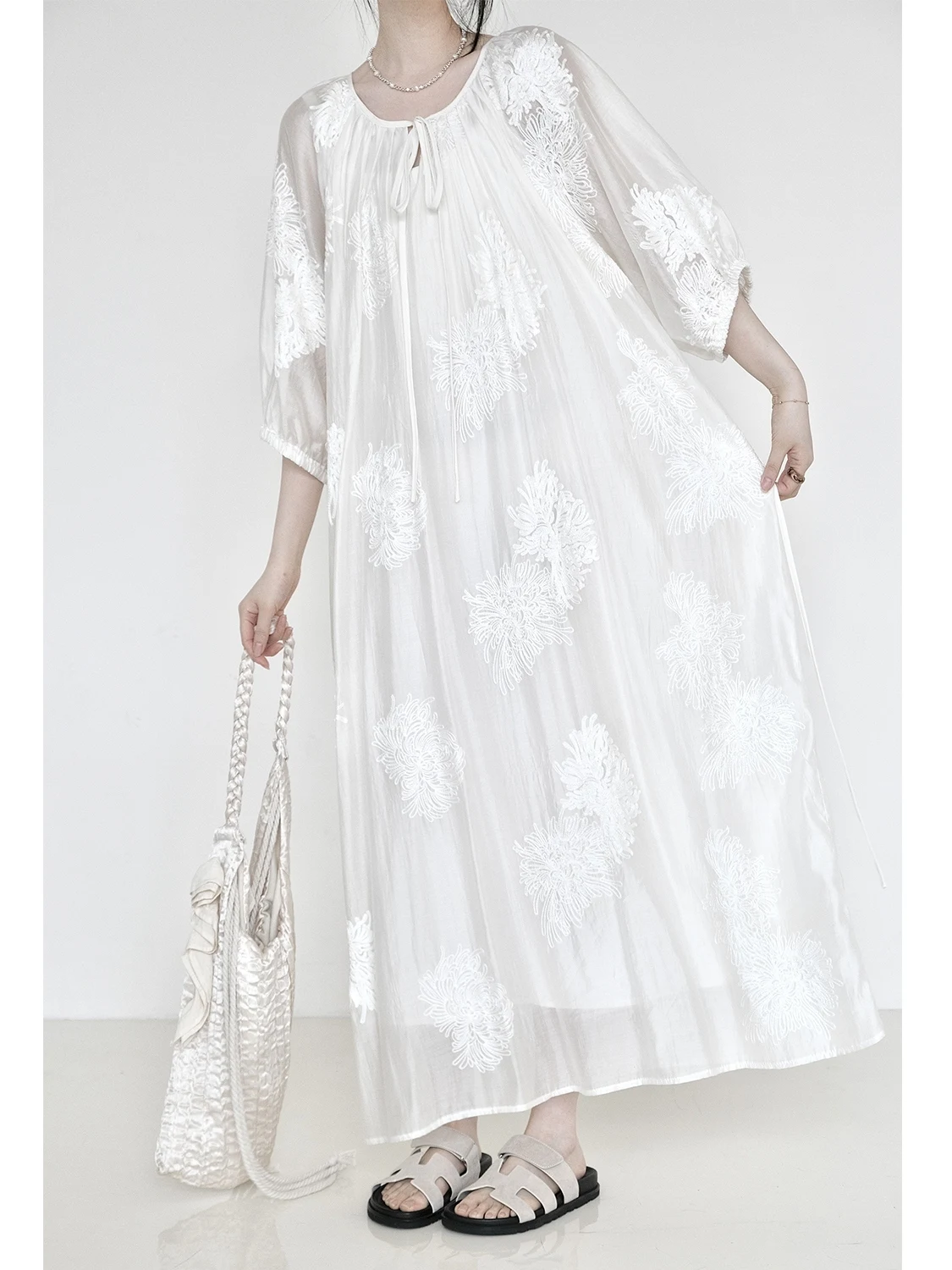 UMI MAO Новое платье из тенселя в китайском стиле с вышивкой элегантное элитное