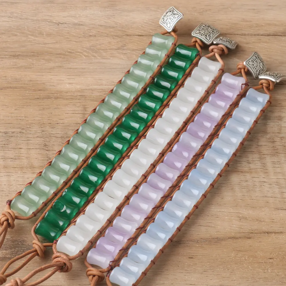 Новые этнические разноцветные кожаные браслеты тибетские цыганские бамбуковые