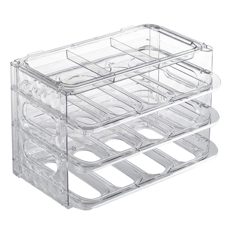 

4 Tier 48 Egg Capacity Egg Holder Egg Storage Container For Fridge Chicken Egg Storage Clear