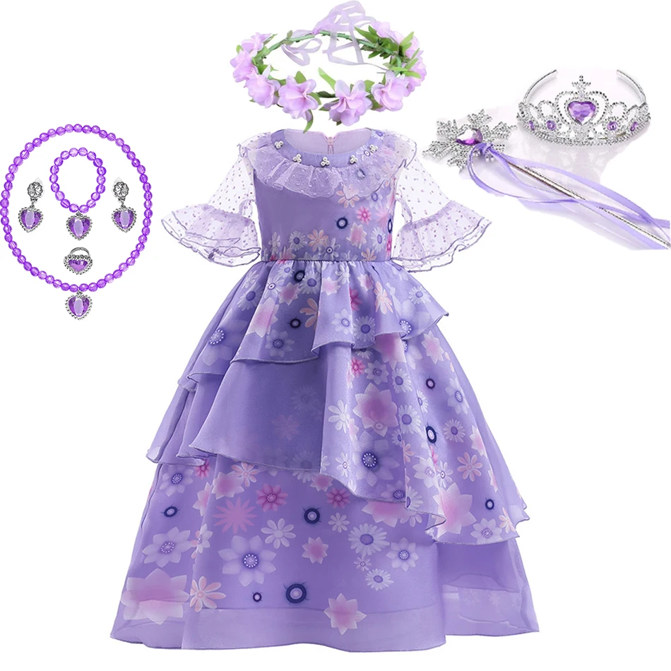 Encanto Isabela Cosplay Costumes For Girls Mirabel Madrigal Princess Dress Children Dolores Pepa Fancy Clothes Party Vestidos