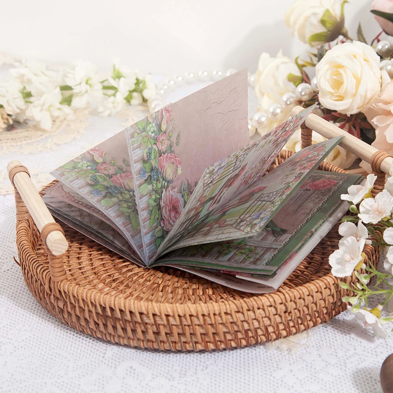 

30 sheets Memo Pad Flower and plant retro literature and art hazy hand account collage decorative material paper 8 models