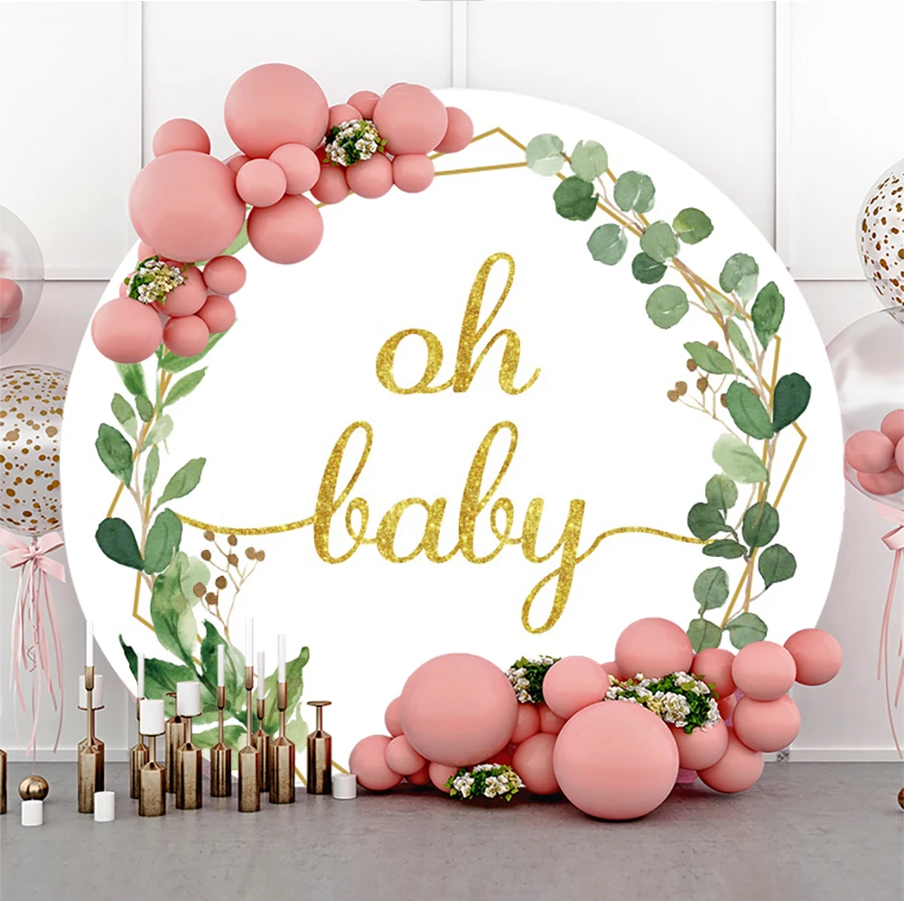 

Round Backdrop Spring Nature Green Leaves Photography Background Birthday Party Decoration Cake Table Baby Shower Backdrop