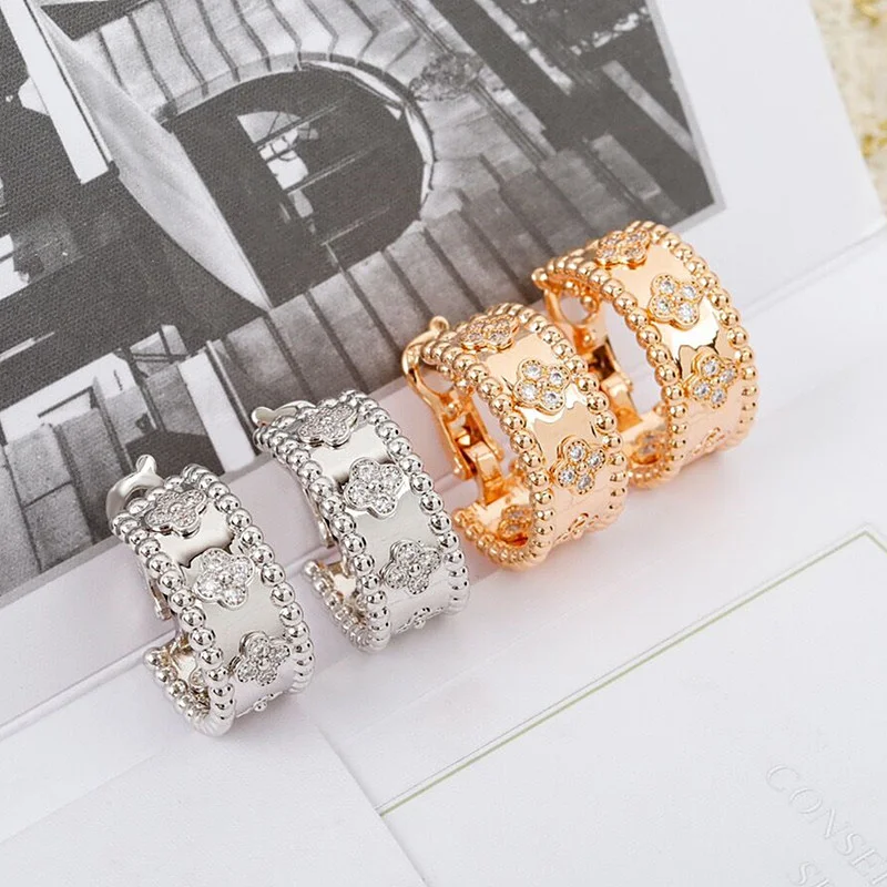 

European Luxury High Quality Jewelry 925 Sterling Silver Kaleidoscope Earrings Women's Elegant Fashion Temperament Party Gift