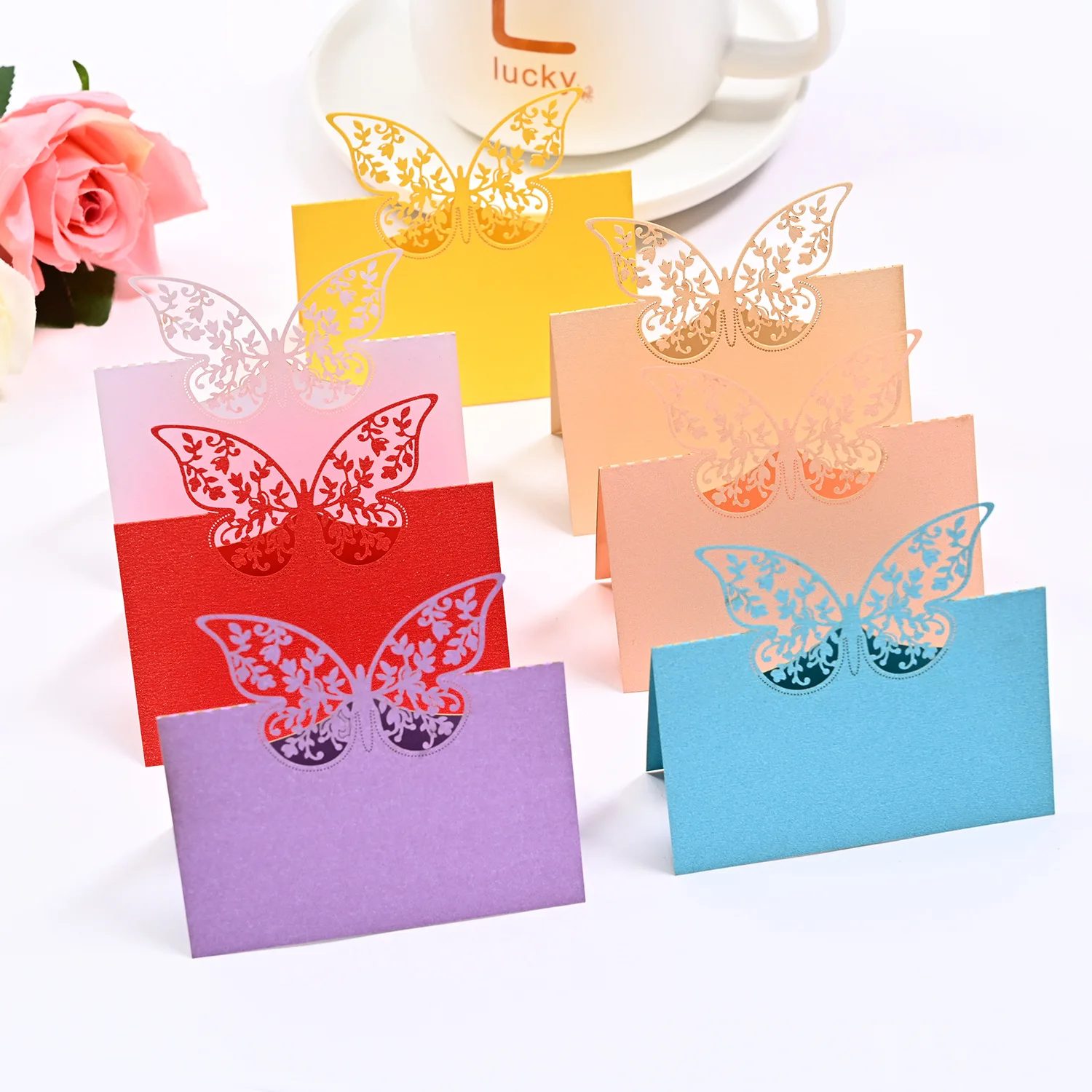 

50pcs Butterfly Name Place Cards Wedding Decoration Table Decor Table Name Message Greeting Card Party Supplies