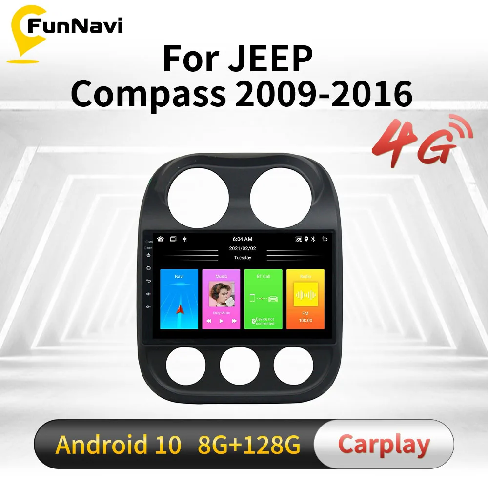 Radio con Gps para coche, reproductor Multimedia con Android, 2 Din, pantalla de 2009 pulgadas, autorradio estéreo, para JEEP Compass 2016-10,1