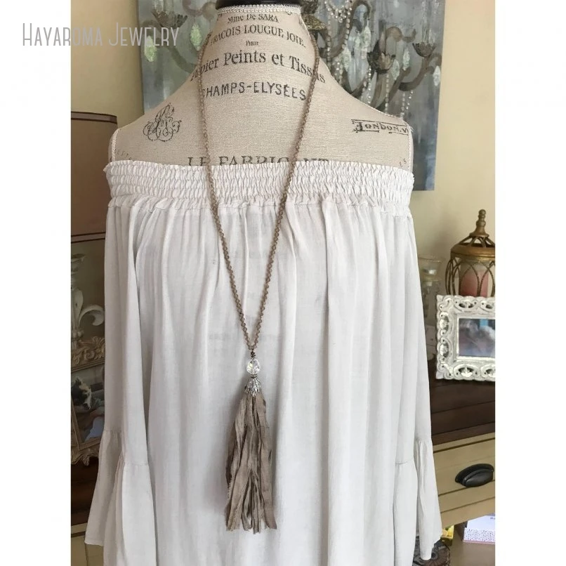 10 шт. простое обтягивающее сари в стиле потертого бохо шелковое ожерелье с