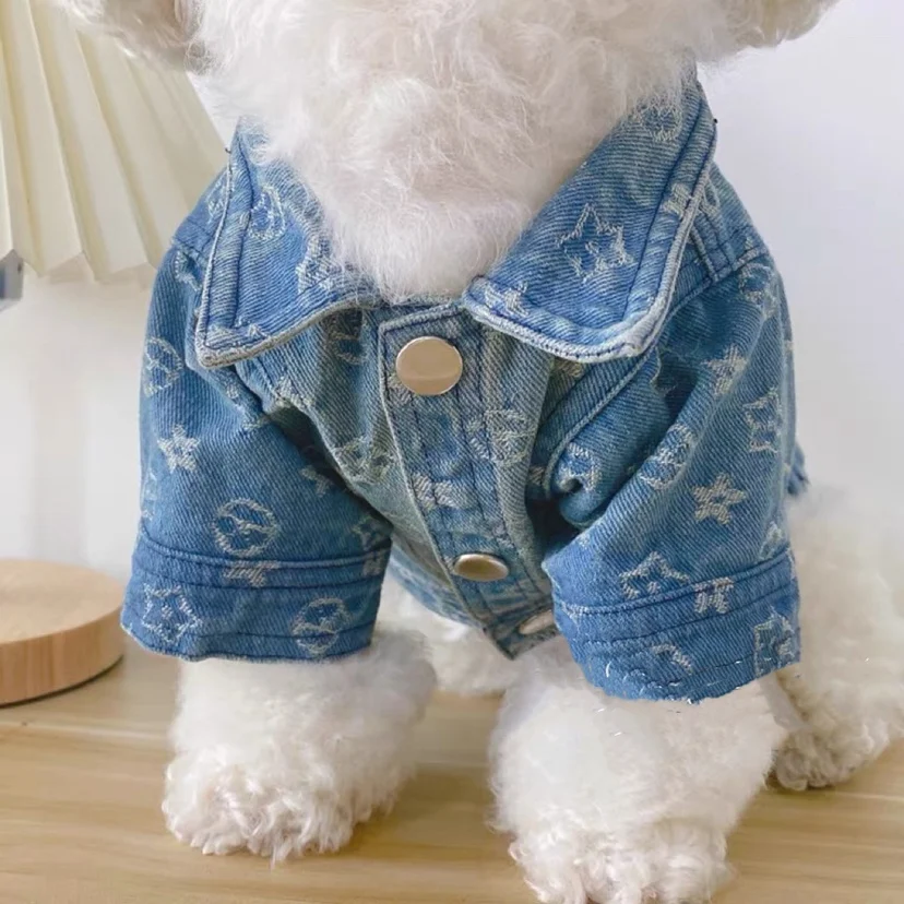 Net Red Tide Brand Spring and Autumn New Small Dog Teddy Bears Marcus Bomei Denim Shirt Coat