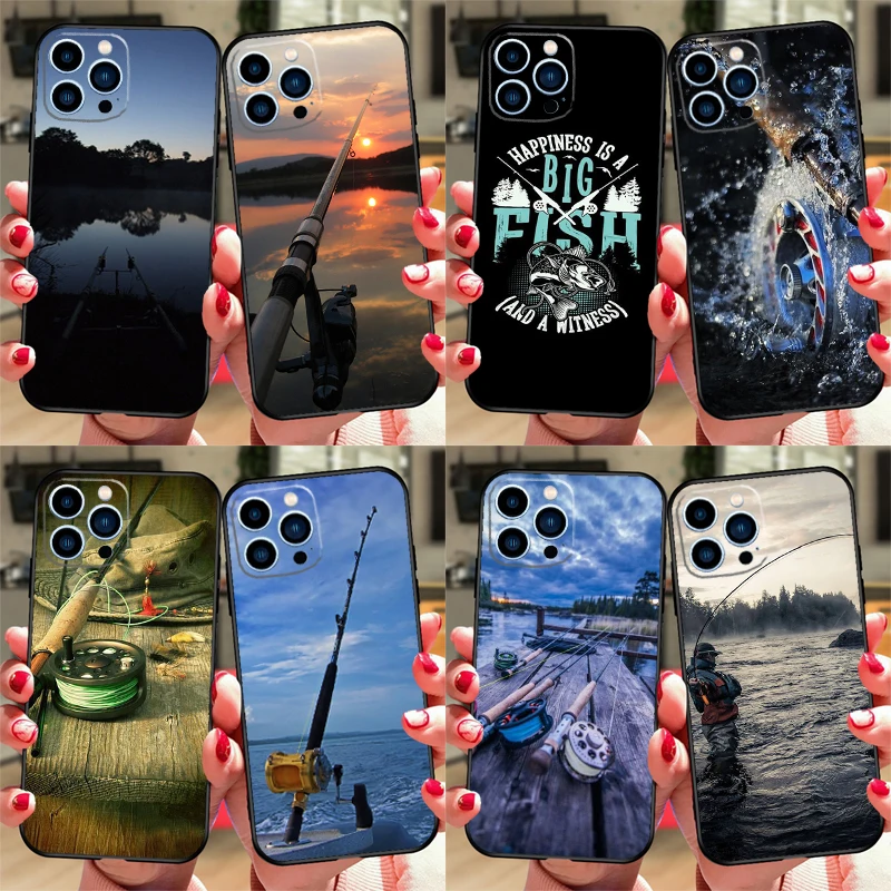 Чехол для телефона с рыболовными удочками iPhone 13 Pro Max 12 11 X XS XR 6S 7 8 Plus SE 2020 Мягкий