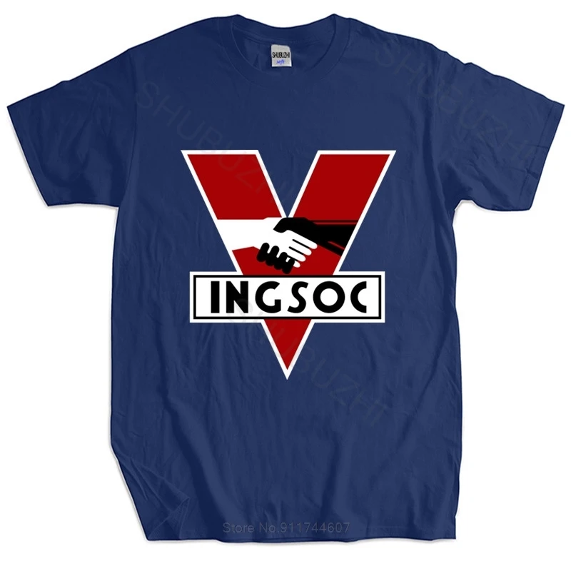 Летняя мужская черная футболка 1984, INGSOC George Orwell, футболка большого брата, состаренный дизайн Bladerunner, много цветов, топы