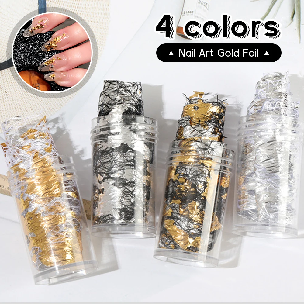 Украшение для дизайна ногтей Золотая фольга серебряная шелковая нить