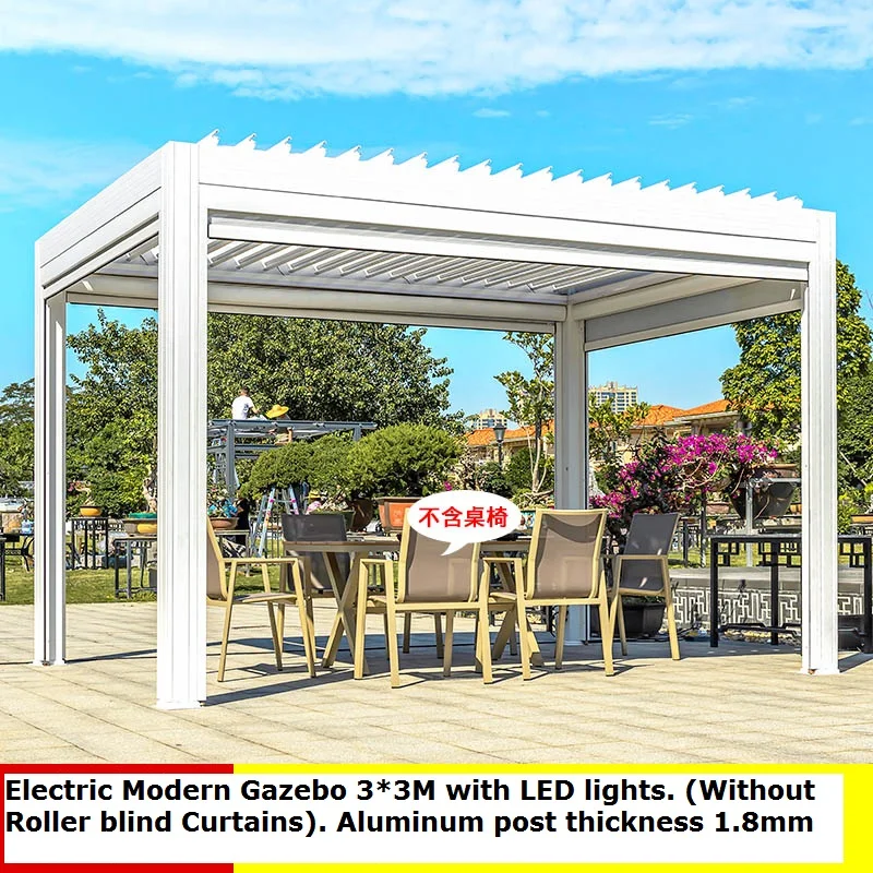 Roller Blind Curtain Barbecue Gazebo Cover Waterproof Retractable Louver Roof Camping Tent Sun Shelter