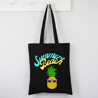 pineapple canvas bag funny summer vacation shopping bags cartoon custom shopping bags aloha fashion tote bags letter cute