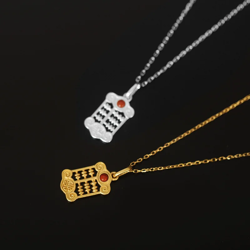 

Hot Selling Natural Hand-carved Jade Gufa Inlay Abacus Necklace Pendant Fashion Jewelry Men Women Luck Gifts