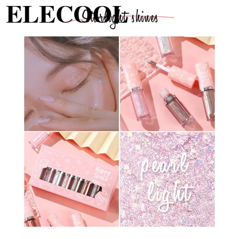 

Pearlescent Glitter Eye Shadow 8 Colors Shimmer Shiny Sequins Eyeshadow Brighten Face Lying Silkworm Sparkling Eyes Highlighter